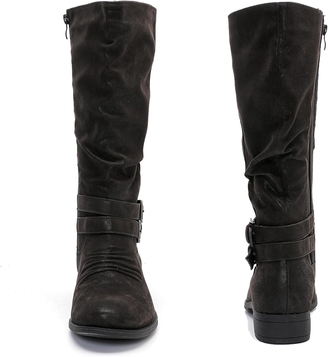 Luoika Women's Extra Wide Calf Knee High Boots, Wide Width Round-Toe Blocked Heel Winter Tall Boots. - Image 6