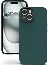 YATWIN Silicone Back Case for iPhone 15, Soft-Touch Phone Back Cover for Apple iPhone 15 - Dark Green