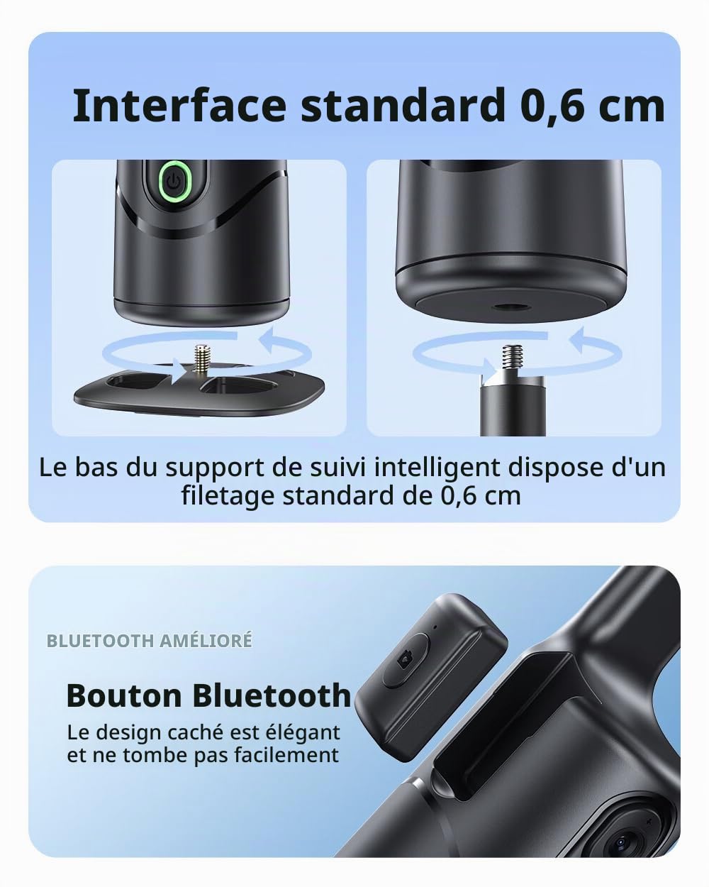 Auto Face Tracking Phone Holder,No App Required,360° Rotation Phone Camera Stand with Remote and Gesture Control, Smart Shooting Tripod for Vlog/TIK Tok Live Streaming Youtube Video Recording