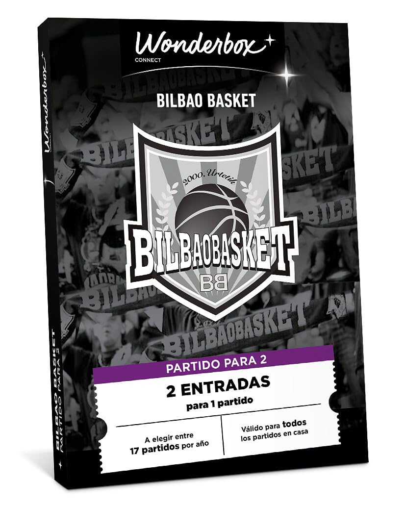WONDERBOX Connect - Caja Regalo - Bilbao Basket - 2 entradas para 1 Partido - para Todos los Partidos en casa - Bilbao Arena - Válido Durante 27 Meses