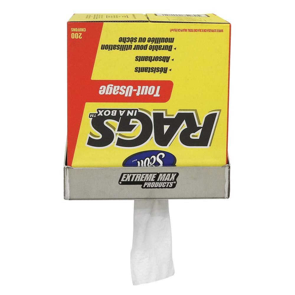 Extreme Max 5001.6032 Rag in a Box Distributeur de rangement en aluminium pour remorque de course fermée, magasin, garage, rangement