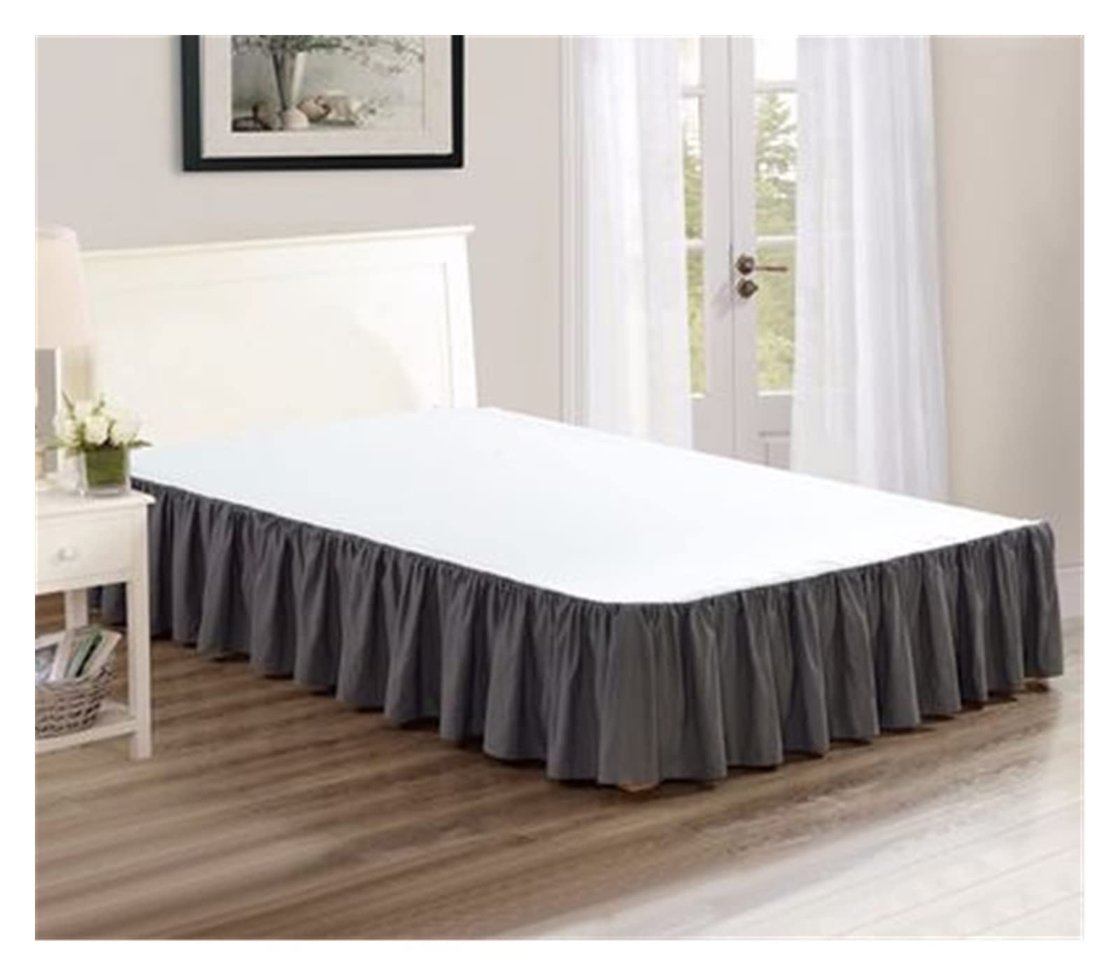 Mantovana Giroletto Matrimoniale Gonna da letto con superficie letto Materasso copertura gemella / piena / regina / king size 35cm altezza home hotel uso grigio bianco beige gonne da letto beige(Grey,