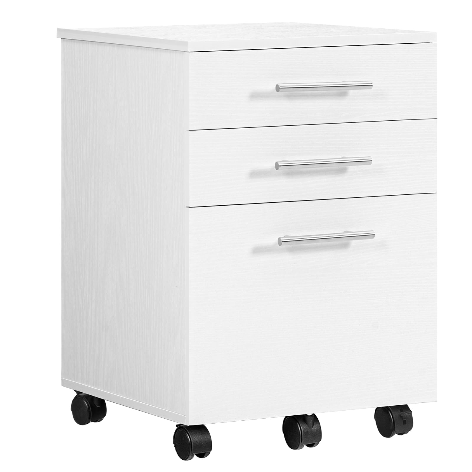 HOOBRO 3-Drawer File Cabinet, Wooden Under Desk Filing Cabinet, fits A4/Letter Size for Home Office, Small Rolling Storage Drawer Chest, Printer Stand