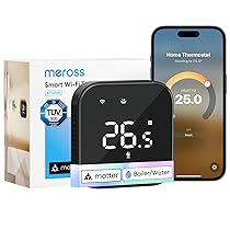 Meross Matter Termostato WiFi Termostato Caldaia Smart Cronotermostato da Parete Intelligente, Termostato Ambiente Riscaldamento e Raffreddamento per Controllo Vocale Siri, Alexa e Google, Nero