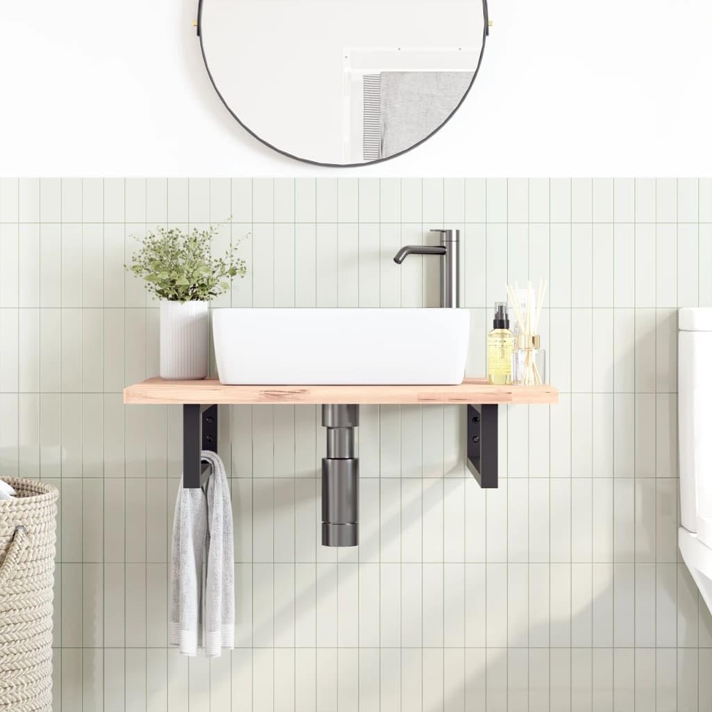 Soportes Estante de Lavabo 2 uds Rectangular Acero Negro,3.36kg-4007271