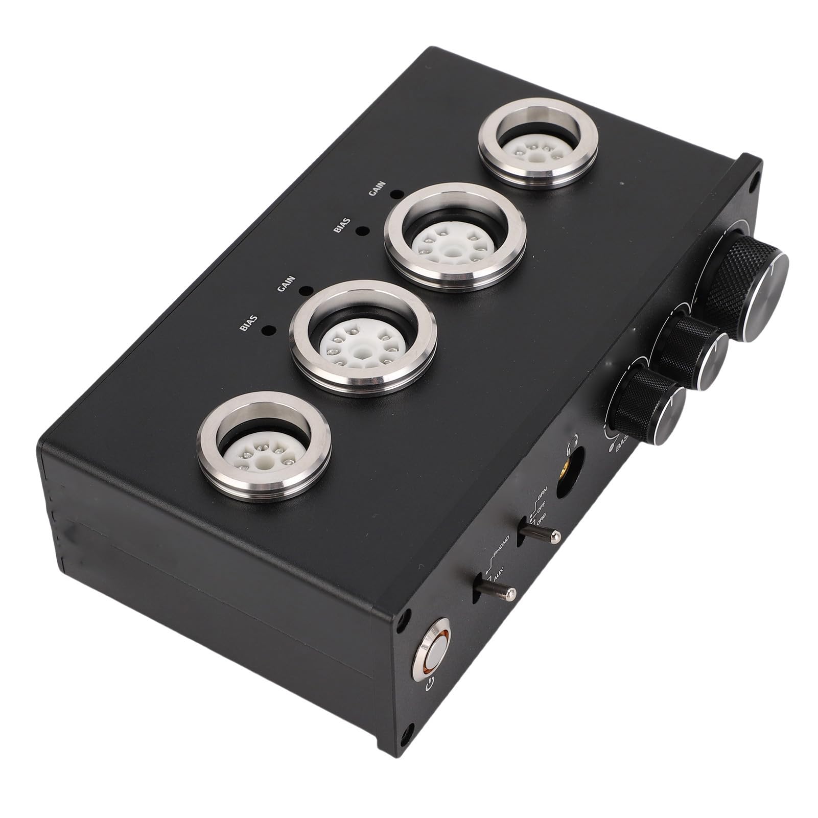 Preamplificatore Valvolare Preamplificatore Fono Valvolare MM MC con Controllo dei Bassi Alti Retroilluminato Regolabile per Giradischi Telefoni Tablet PC Lettori MP3 (Spina UE 100‑240 V)
