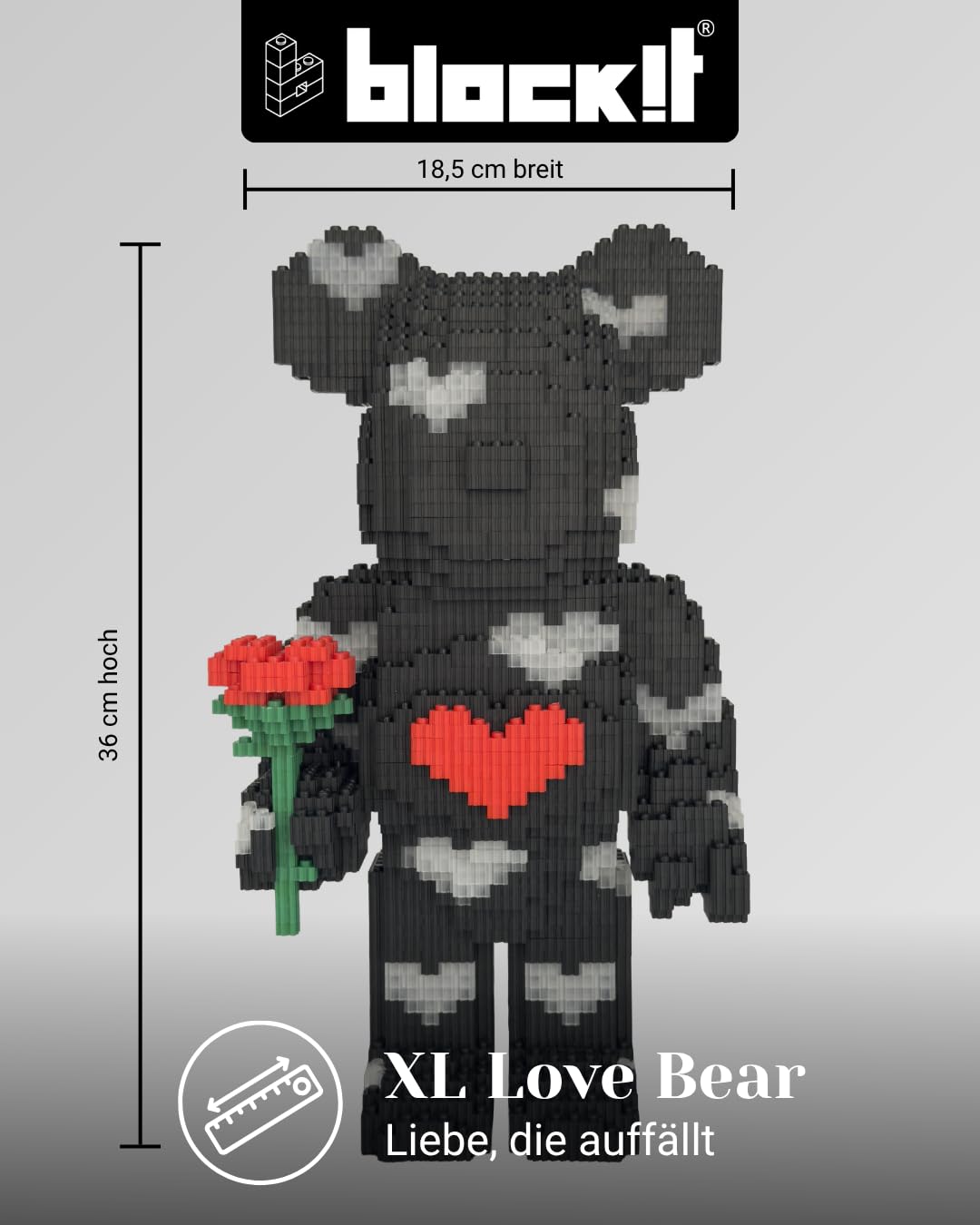 block!t Infinite Love Bear 3D-Klemmbaustein-Set mit LED | Das perfekte Date Night Geschenk für Paare | Gemeinsames Projekt für Jahrestag & Hochzeit | Inkl. Grußkarte & Sticker