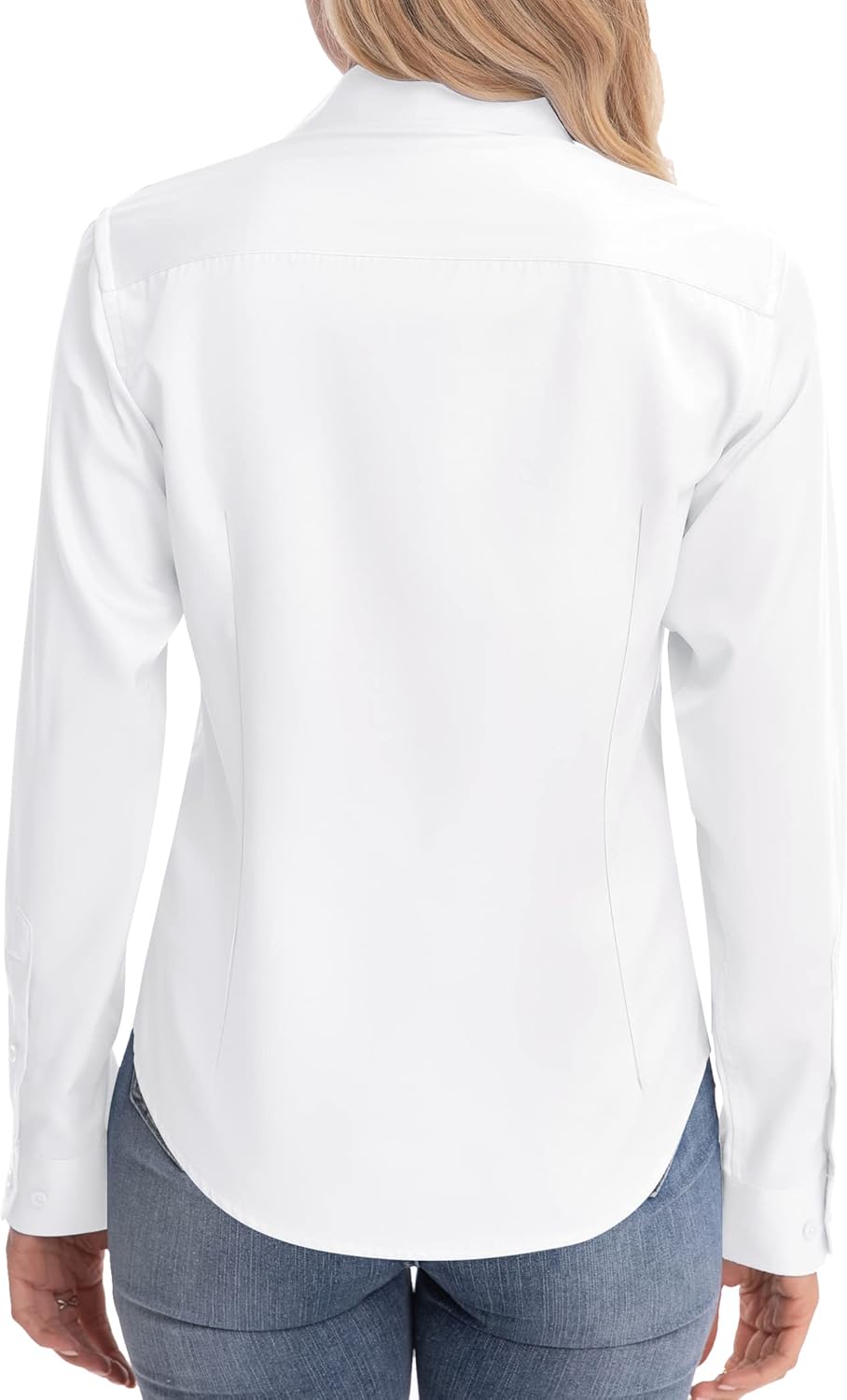 siliteelon Womens Classic-Fit Dress Shirts Long Sleeve Button Down Wrinkle-Free Stretch Solid Casual Work Office Blouse Top - Image 4