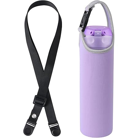 Amazon Yovoy 水筒カバー 魔法瓶カバー ペットボトルホルダー 水筒 カバー 手提げ ペットボトルホルダー 500ml 600ml 肩かけ かわいい おしゃれ 水筒 ボトル カバー 保温 保冷 男女兼用 ショルダーストラップ付き パープル Yovoy 水筒 マグボトル用アクセサリー