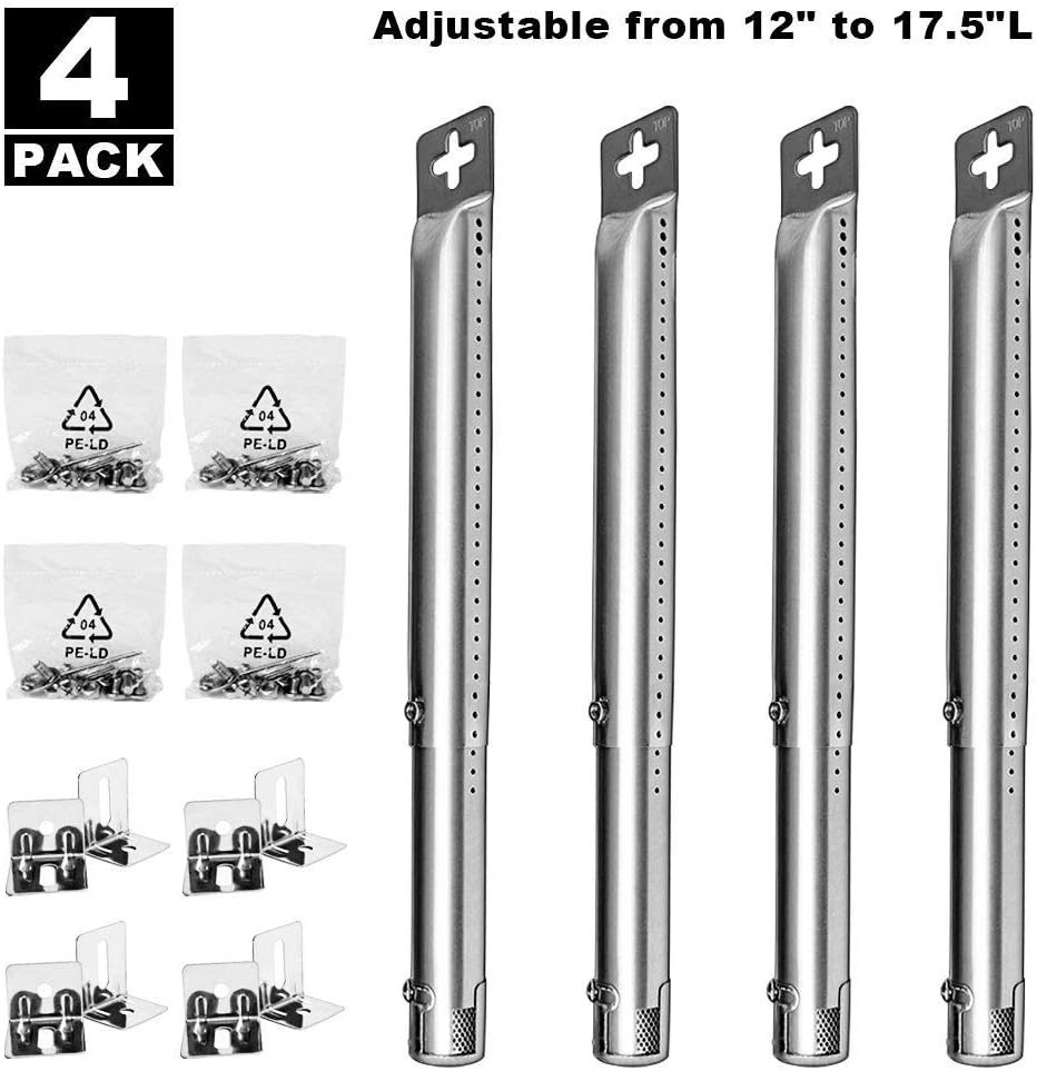 Universal Repair Adjustable Replacement Straight Tube Burner for Weber, Universal Front to Back Tube Grill Burner Adjustable Length extends from 12" to 17.5 " : Patio, Lawn & Garden