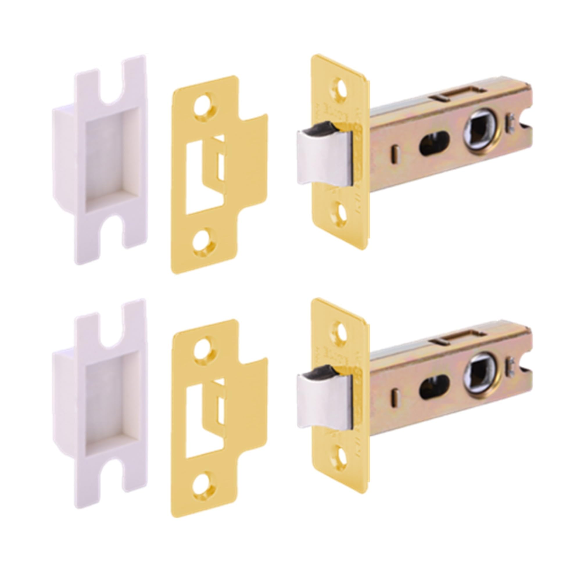 Hunta Satin Brass Handlezone® 2 Pack 76Mm / 3 Inch Premium Tubular Mortice Latch, Catch For Internal Timber Doors - 57Mm Backset