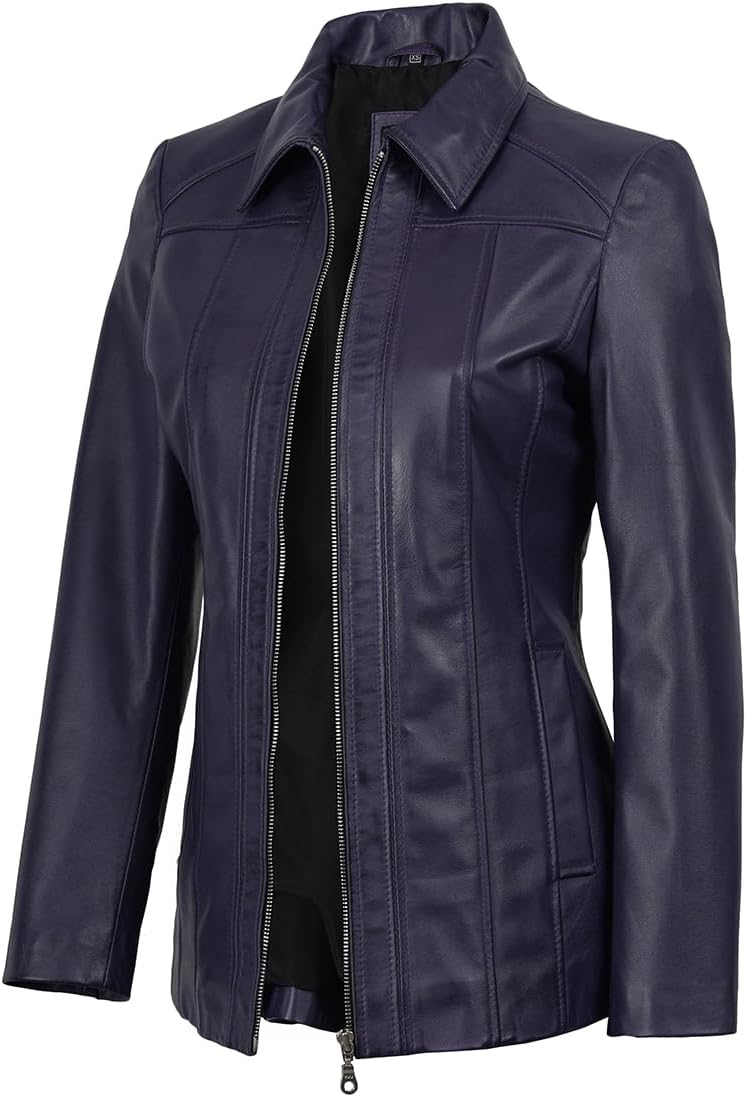 Decrum Women's Lambskin Leather Jacket - Casual Coat Blazer Style, Real Leather Jackets for Women
