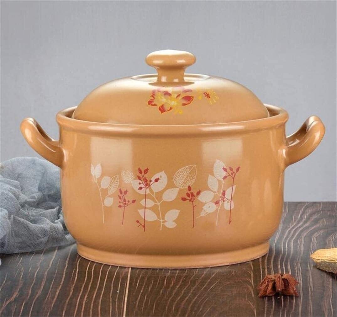 Pentola di Terracotta per la Cottura Classica Casseruola Tonda con Coperchio in ghisa Smaltata Casseruola Tonda in Ceramica Alta Temperatura (5,5 l)