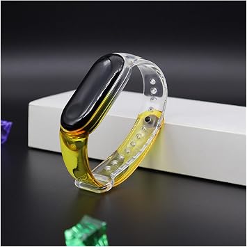 SUPENG Fashion Transparent Watch Band Compatible with Xiaomi Mi Band4 3 5 6 Strap Silicone Replacement with Gradation Compatible with Xiaomi Mi Band5 4 3 6