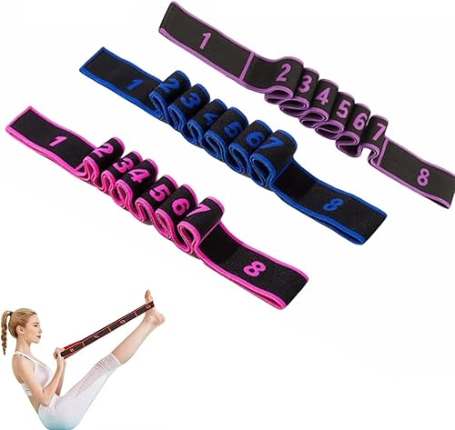 Miniatura 7 de Banda de resistencia de fitness para estiramiento y yoga, banda de resistencia elástica numérica con marcas claras, bandas elásticas de 2 pzas,3