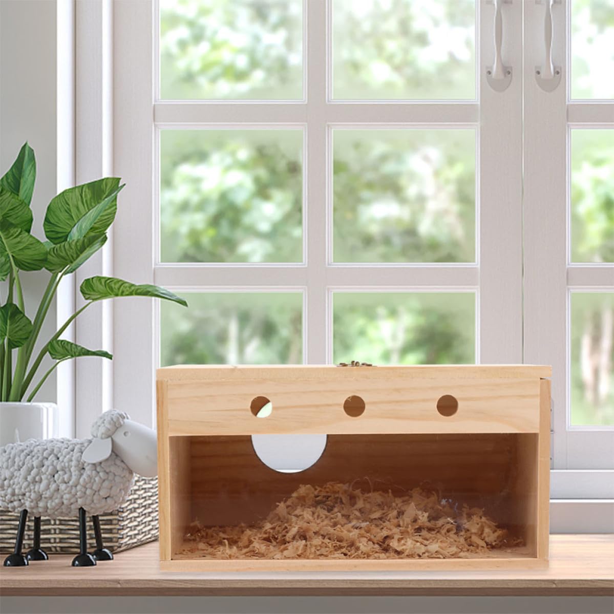 VICASKY Caja Nido Fácil de Limpiar y Cálida para Pájaros de Madera Beige Adecuado para Cría de Agapornis en Ambientes Interiores y Exteriores