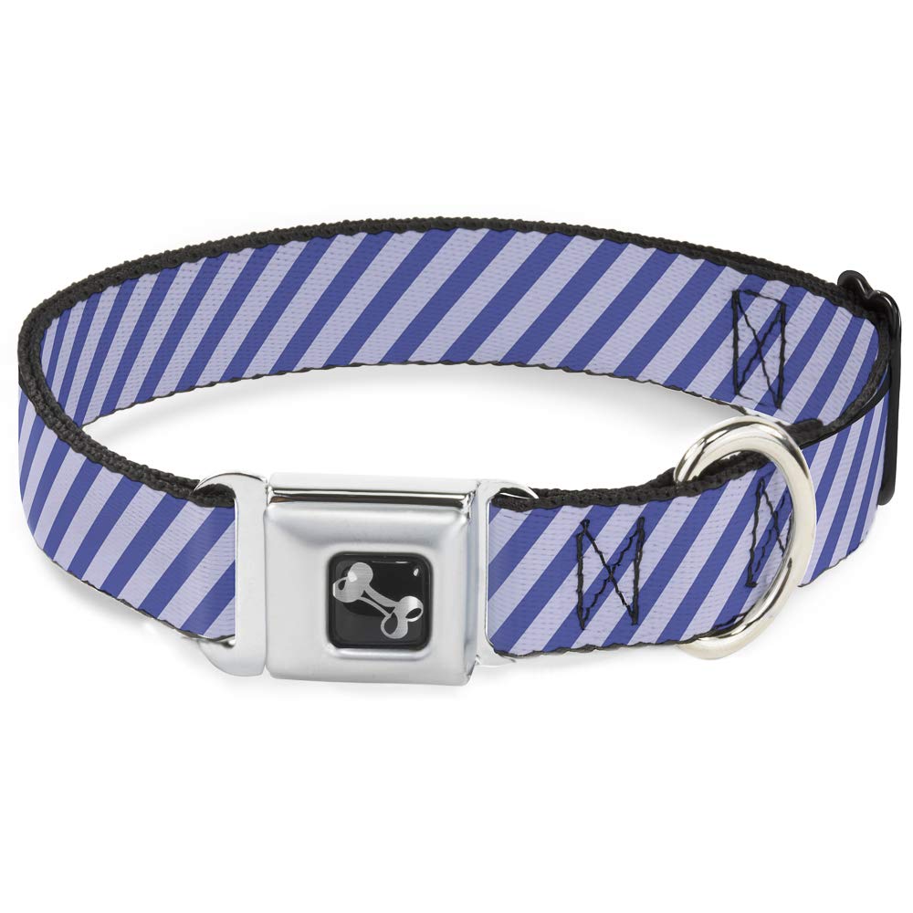 Collier de chien réglable bleu pastel Buckle Down à rayures taille M