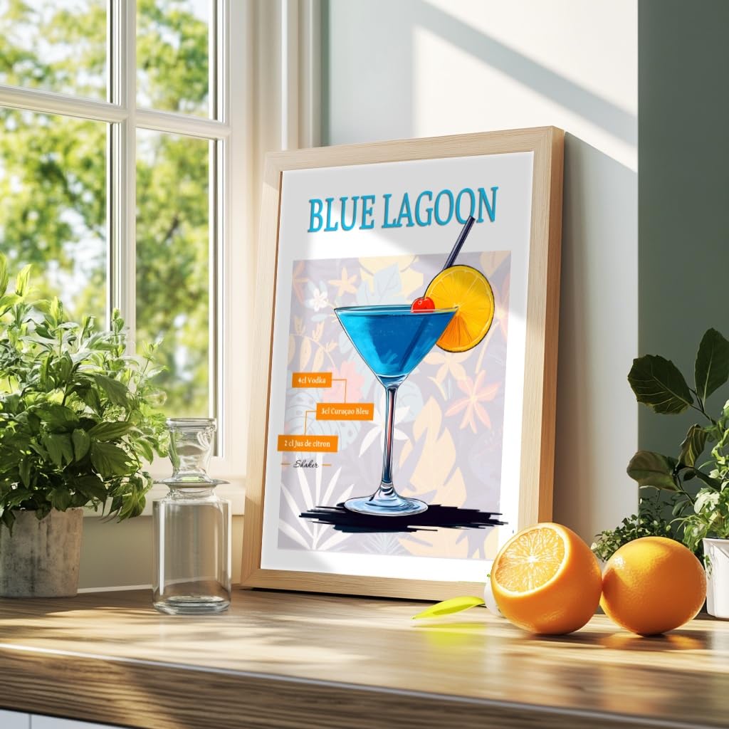 Décoration de Bar et Cuisine Originale : Poster Blue Lagoon 30x40 cm