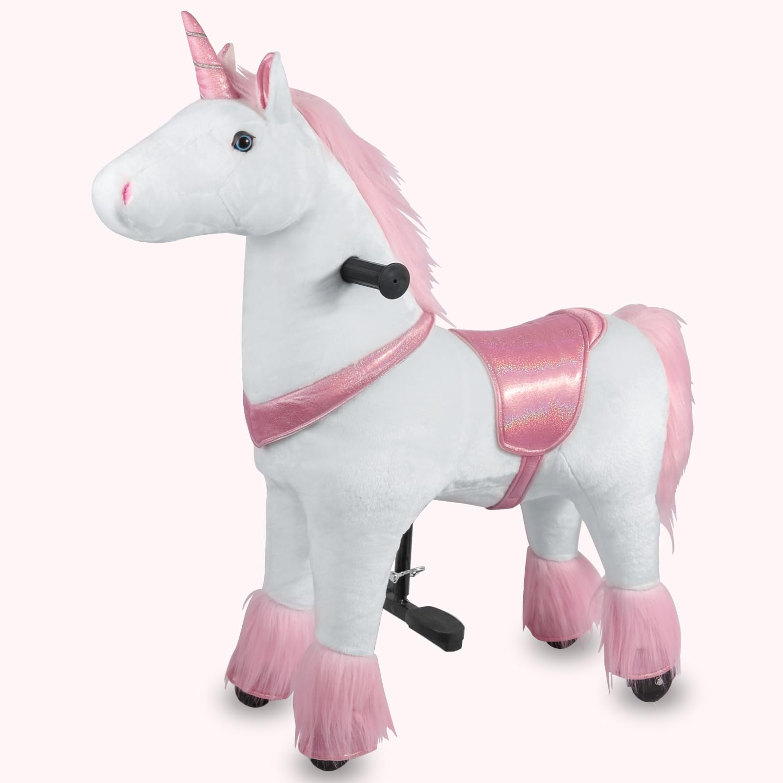 Ride On Toy (Shiny Pink Unicorn, Size S for Age 3-6)