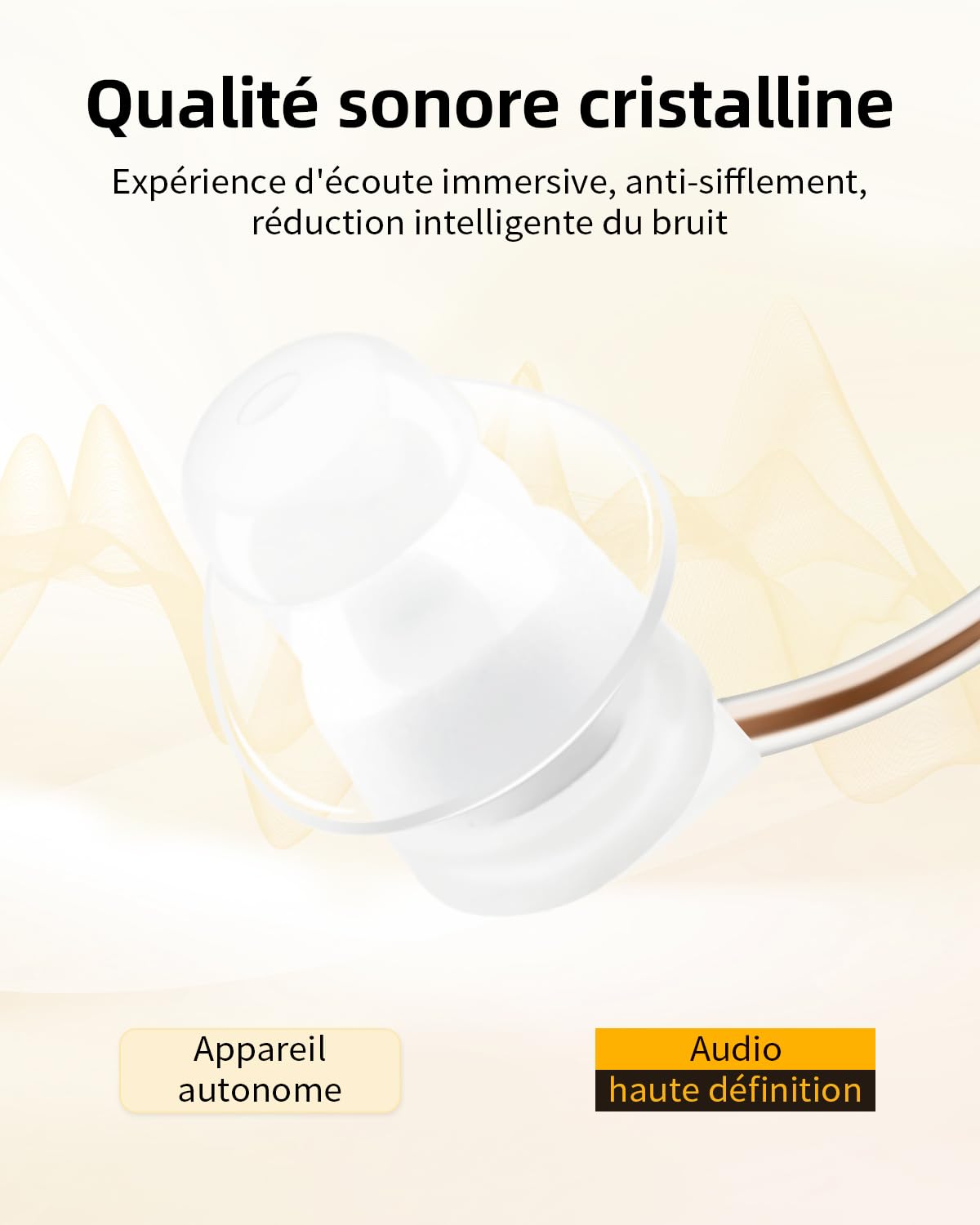 Britzgo Appareil audio Clear Sound-1206, puce numérique, adapté à toutes les oreilles, longue durée de vie de la batterie, manuel en français inclus, réduction intelligente du bruit (argent)