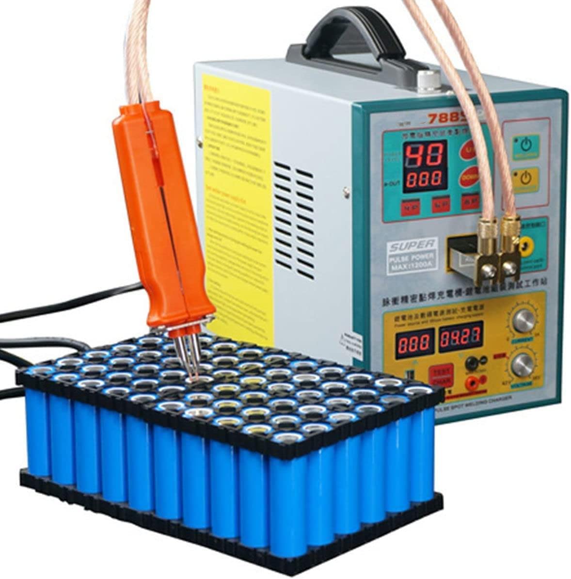 FAXIOAWA Soldador por Puntos, Soldador por Puntos Soldador por Puntos para 4 Filas de baterías 18650, máquina de Soldadura por Puntos de Prueba de Carga CA 220 V con bolígrafo de Soldadura y Pedal