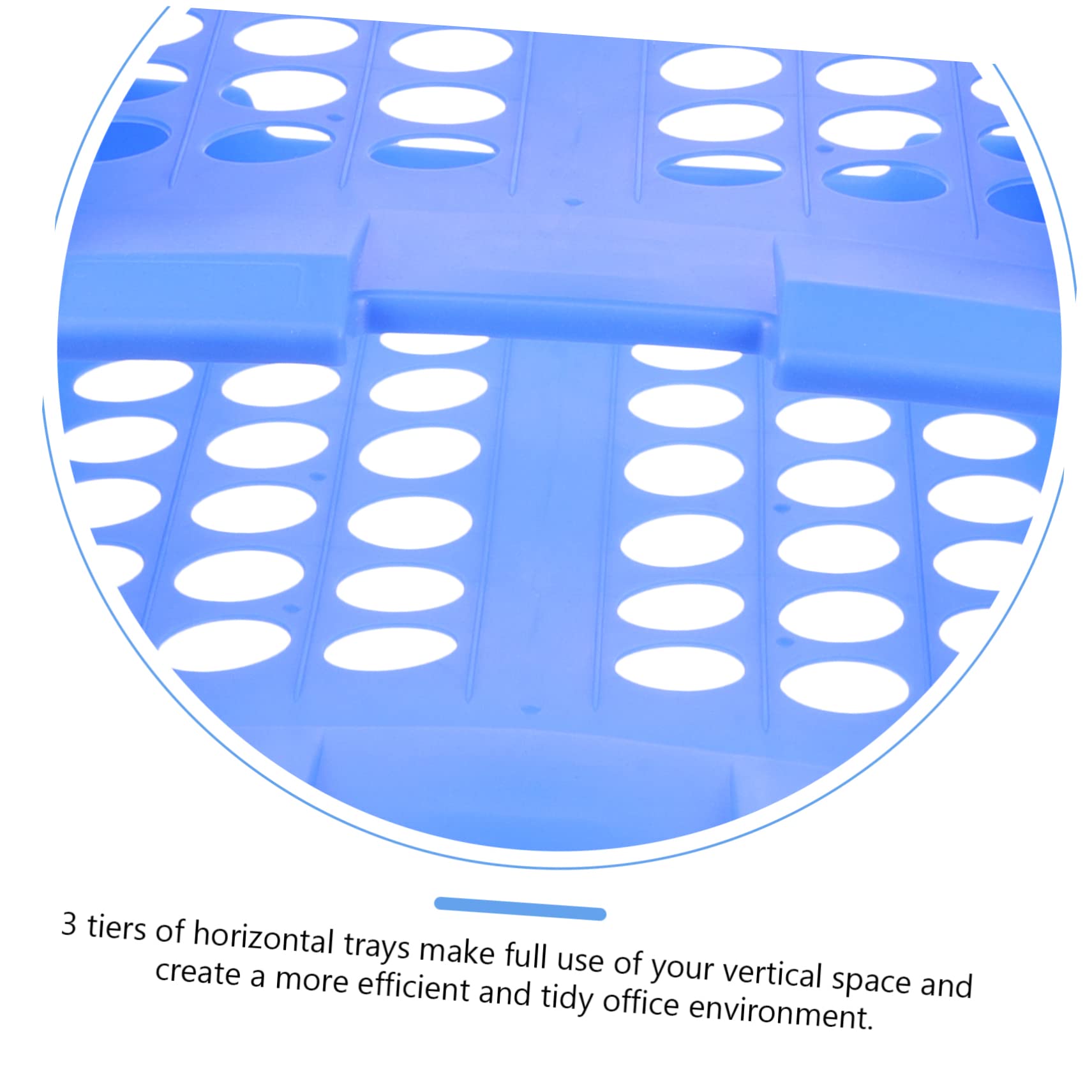 Organizzatore Documenti Scrivania 3 Livelli in Plastico Blu, Vaschetta Portadocumenti Portatile per Ufficio e Casa, Supporto File per Documenti e Lettere