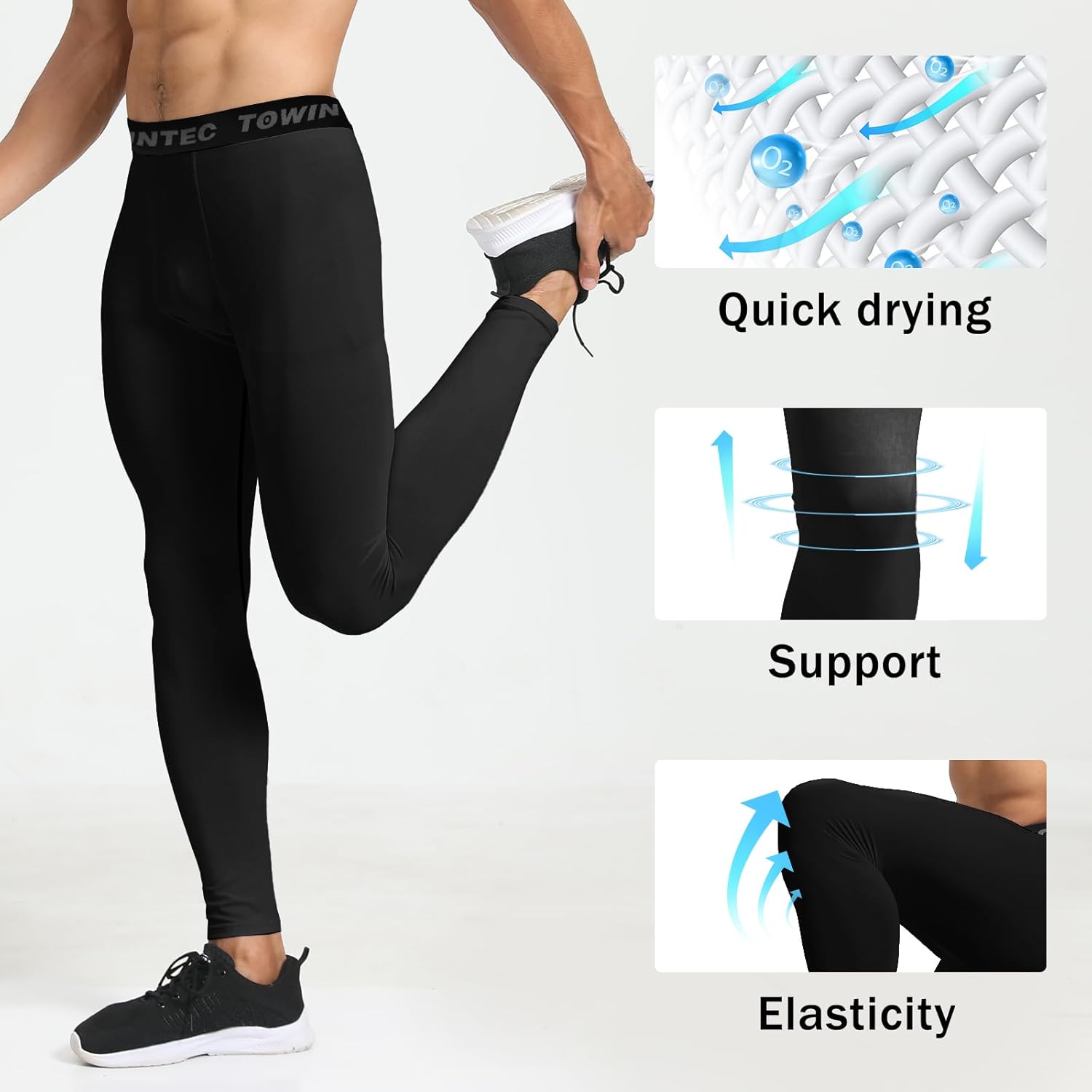 Mens Compression Pants Athletic Leggings Breathable Running Tights Workout Base Layer Bottom for Football Basketball - Image 4