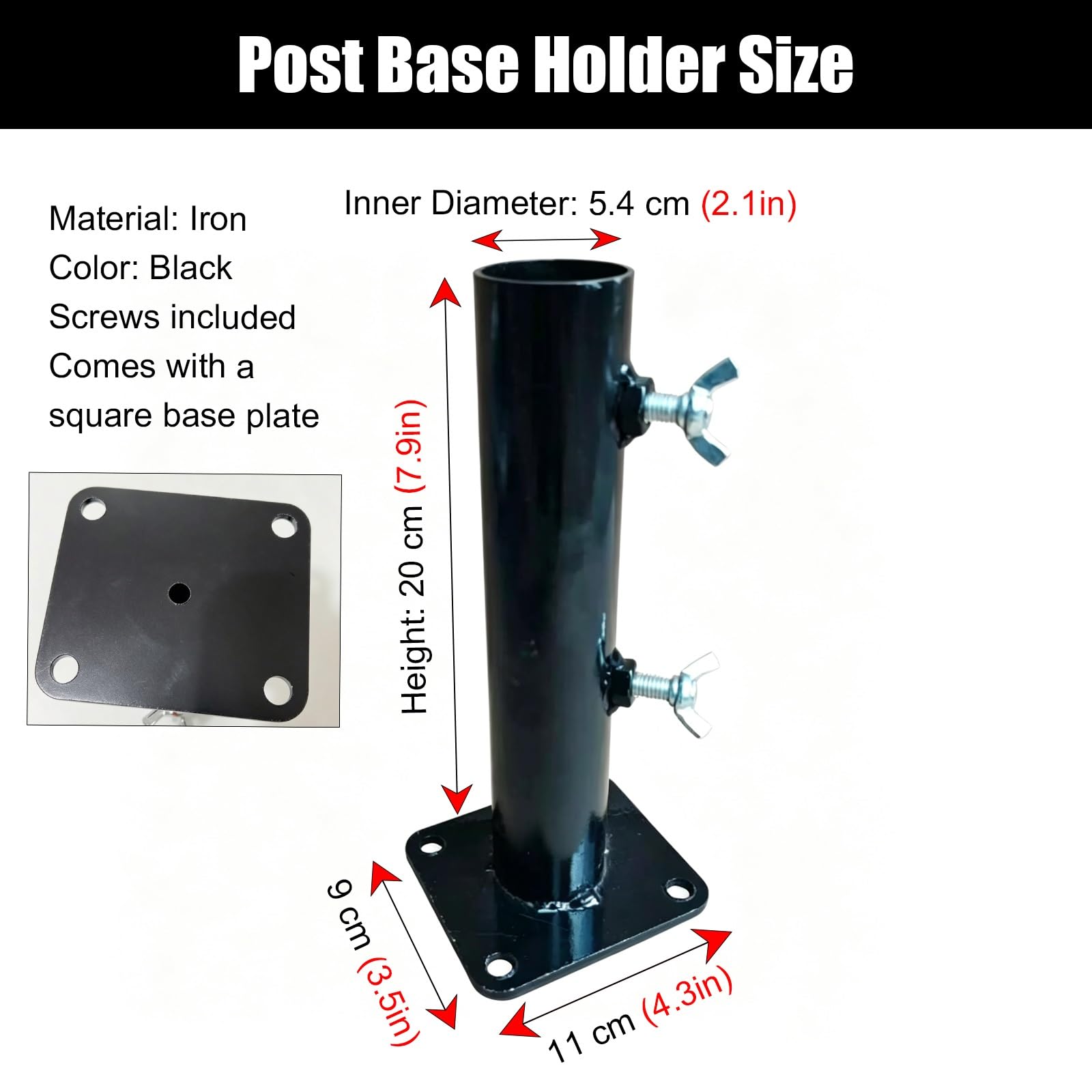 Protector De Base De Hierro Para Postes (suelos De Hormigón) | Soportes Estabilizadores Negros Que Envuelven La Base Del Pilar(Dia 3.2cm/1.3in H 30cm/11.8in,3 pc)