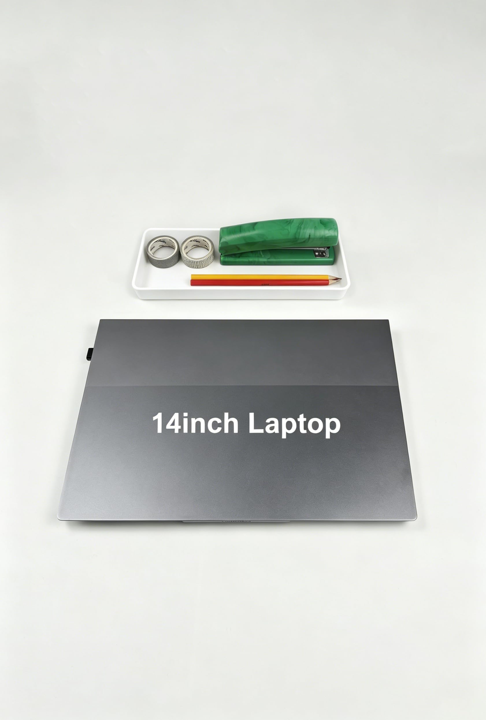 Amazon Basics Organizer na biurko, prostokątny, plastikowy, wąska taca na akcesoria, kolor biały