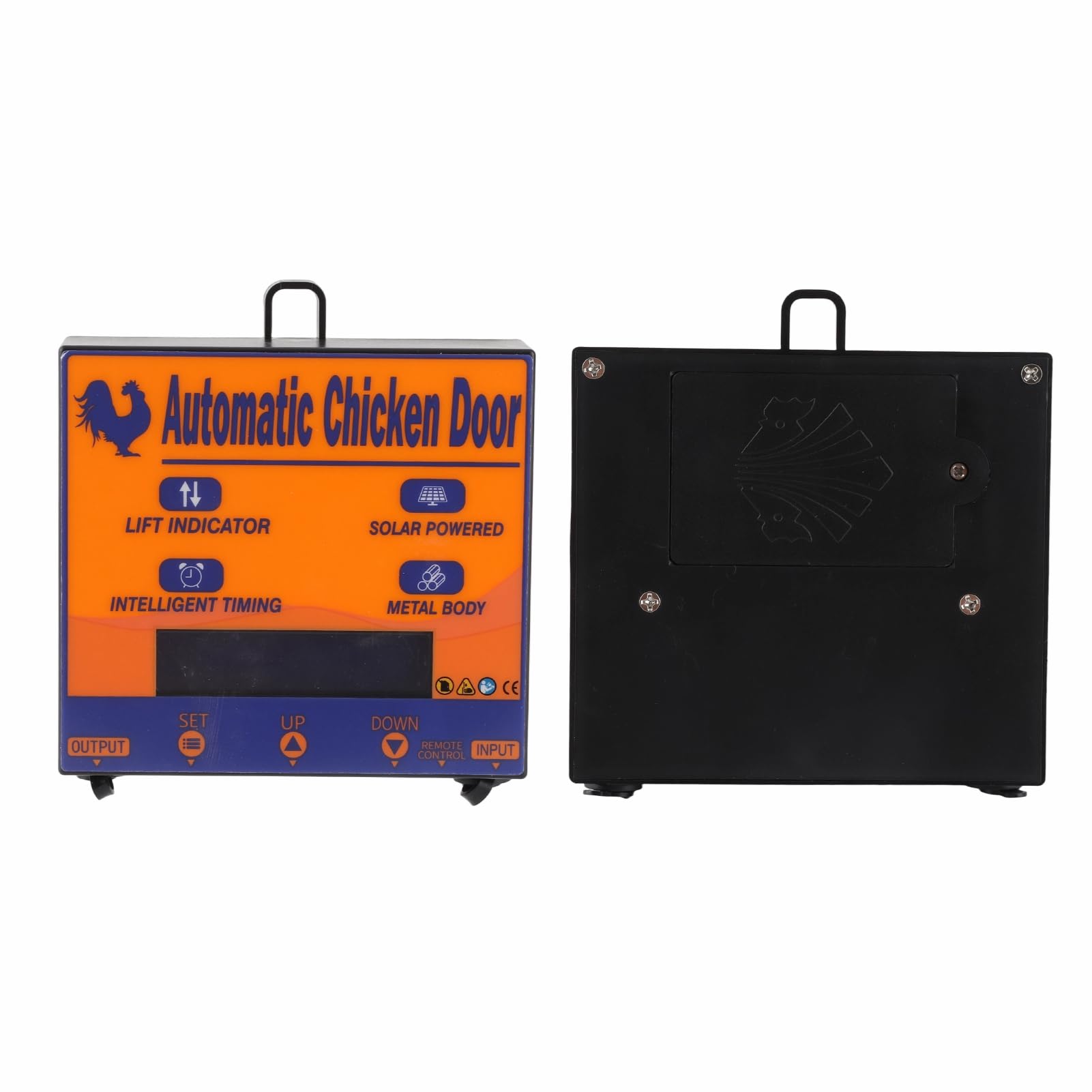 Puerta Automática Persiana para Gallinero Pequeño, Programable | Modo Temporizador y Modo Manual, Funciona con pilas, Chapa Metálica Gruesa, Controlador de pantalla LED, para Gallinas Patos