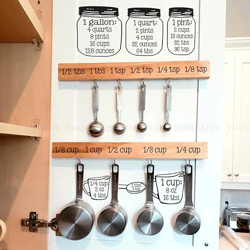 TOOLSSIDE Medidas de la cocina. Conversor de medidas para productos a granel - Calcomanías de vinilo para cocina - Conversor de medidas métricas.