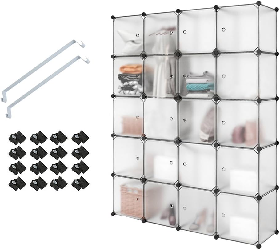 Meerveil Wardrobe, Metal plastic, Beige, Blanc 20 Cube