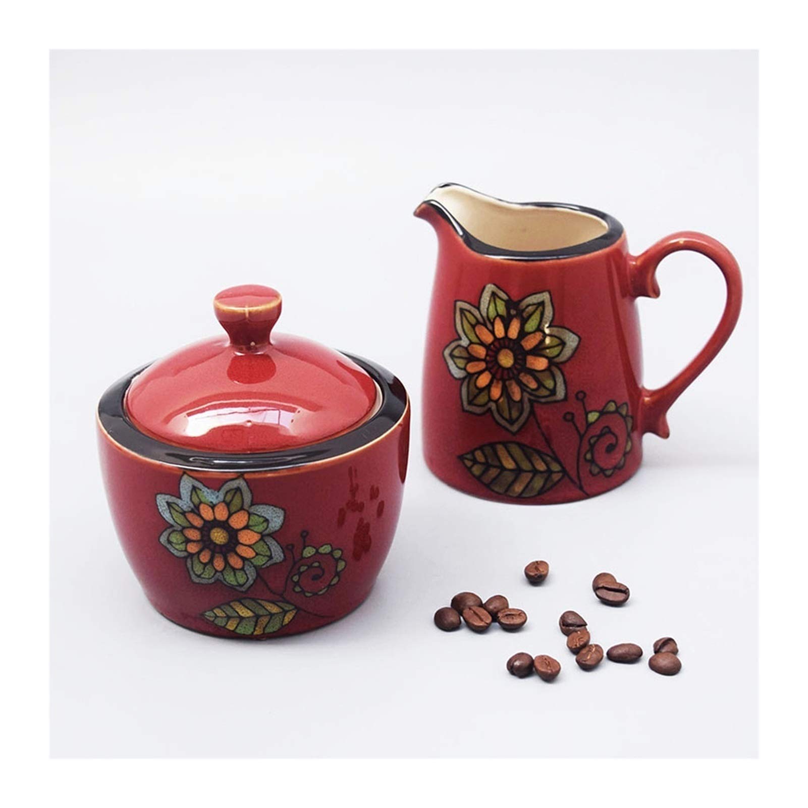 sucrier Ensemble sucrier et Bol à Lait en céramique Le sucrier à café avec Couvercle est Un Bon Partenaire pour Le café et Un Bon Choix pour Les Cadeaux à la Famille et aux Amis Po