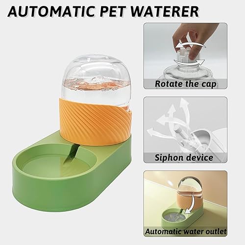 Miniatura 2 de BNOSDM Juego de 2 comederos automáticos para perros y gatos, dispensador de comida y agua para gatos, dispensador de alimentos por gravedad de 2