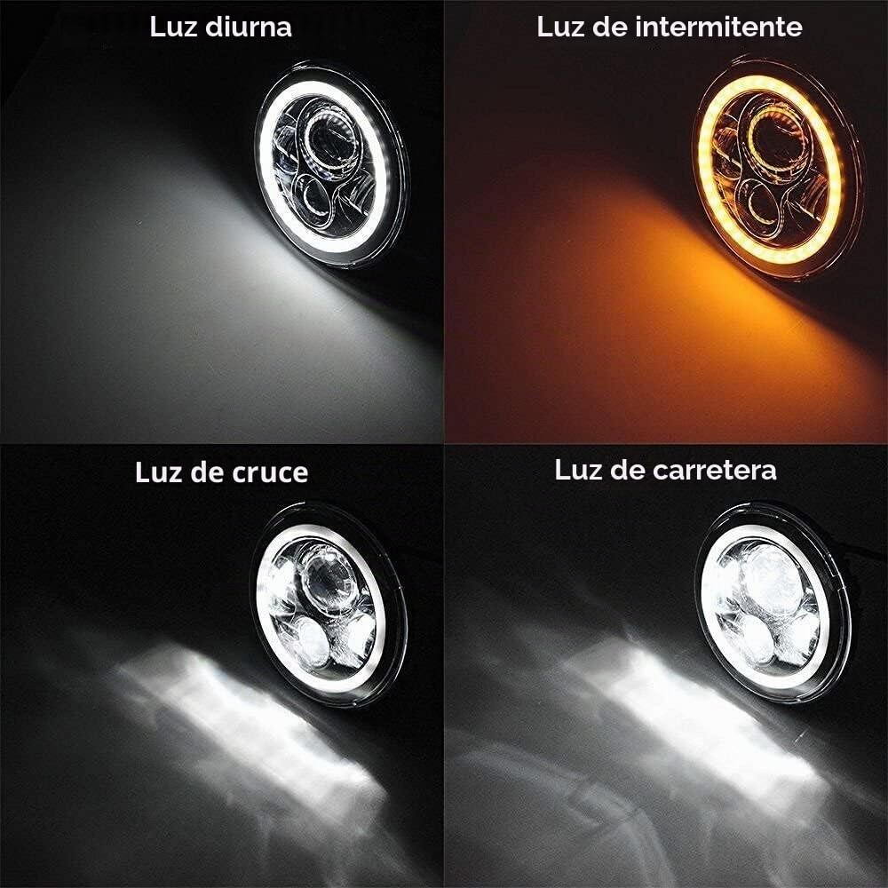 SXMA Emark 7 Inch Round LED Faros delanteros con ámbar DRL intermitente Halo