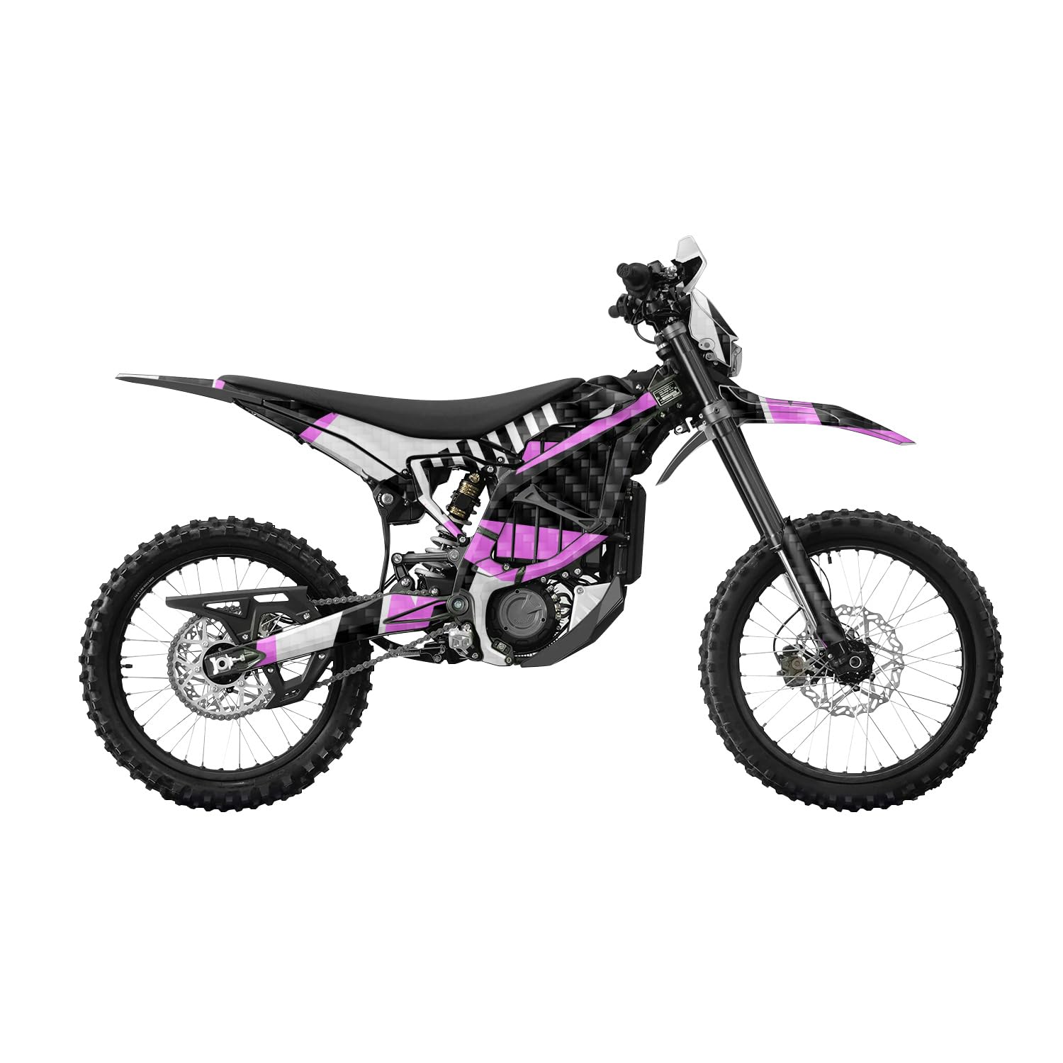 Carbon Fiber Surron Ultra Bee Graphics Kit Wrap - Bars and Bolts Pink - Sur-Ron Skin - Premium 3M Vinyl Protective Wrap Decal Cover - Easy to Apply | Crafted in The USA by MightySkins