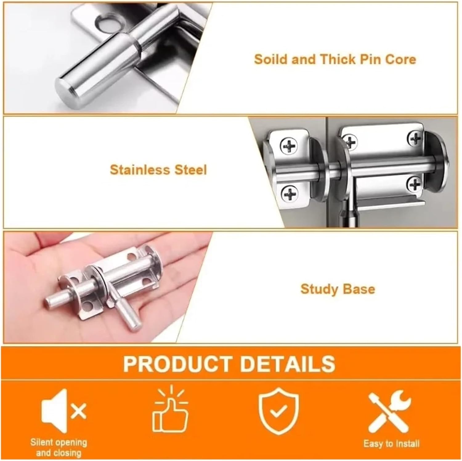 Slide Bolt Gate Latch Slide Bolts Lock Gates Fences Garage Shed Toilet Drawer Door Gate Latch Home Hardware Gate Door Bolts(Color2,10PCS)