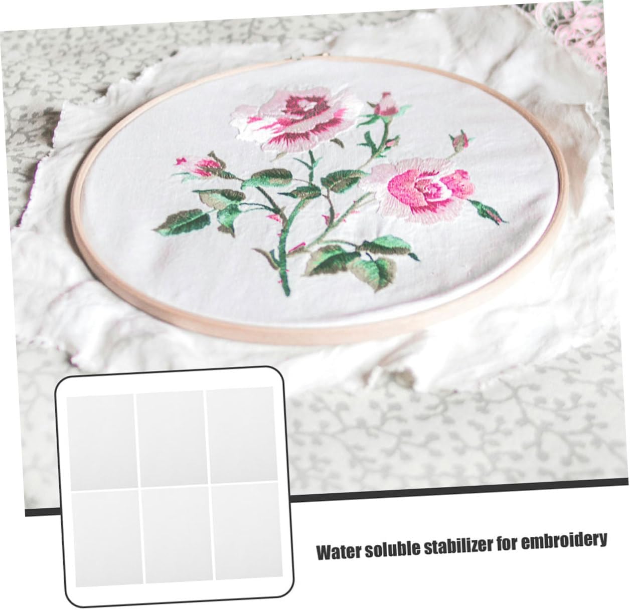 HOMSFOU 10pcs Water Soluble Cloth Embroidery Film Away Waterslide Sewing Stabilizer for Embroidery Beginner Kit Needlework Adhesive Patterns Wash Dissolvable White Non-Woven Fabric