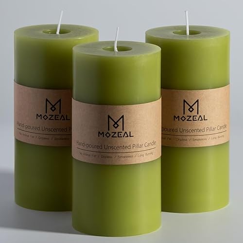 Miniatura 294 de MOZEAL Velas de pilar extra grandes de color borgoña de 4" x 10" (juego de 2), sin perfume, sin goteo, sin humo, de larga combustión limpia, velas