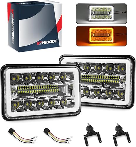 Miniatura 1 de VEHICODE Faros delanteros LED de 4 x 6, 2 unidades, H4651 H4652 H4656 H4666 H6545, luz de trabajo antiniebla alta y baja, par de haz sellado con