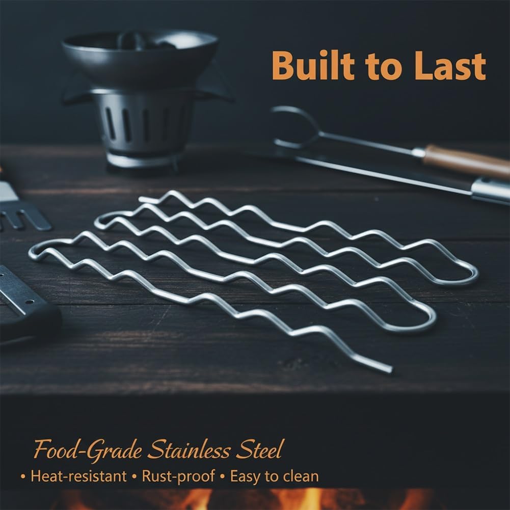 2-pak grillów ze stali nierdzewnej i obracany o 360° grill do hot dogów bez użycia rąk zestaw do gotowania na świeżym powietrzu idealny dla entuzjastów biwakowania i grillowania