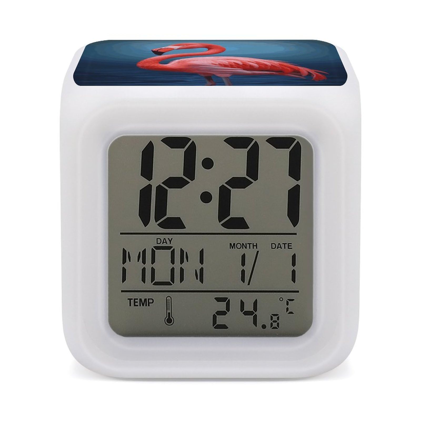 FekiLoot Animal Flamingo Alarm Clock 7 LED Color Changing Wake Up Clock Digital Alarm Clocks with Snooze Digital Bedside Clocks with Night Light for Home Office Or Dorm