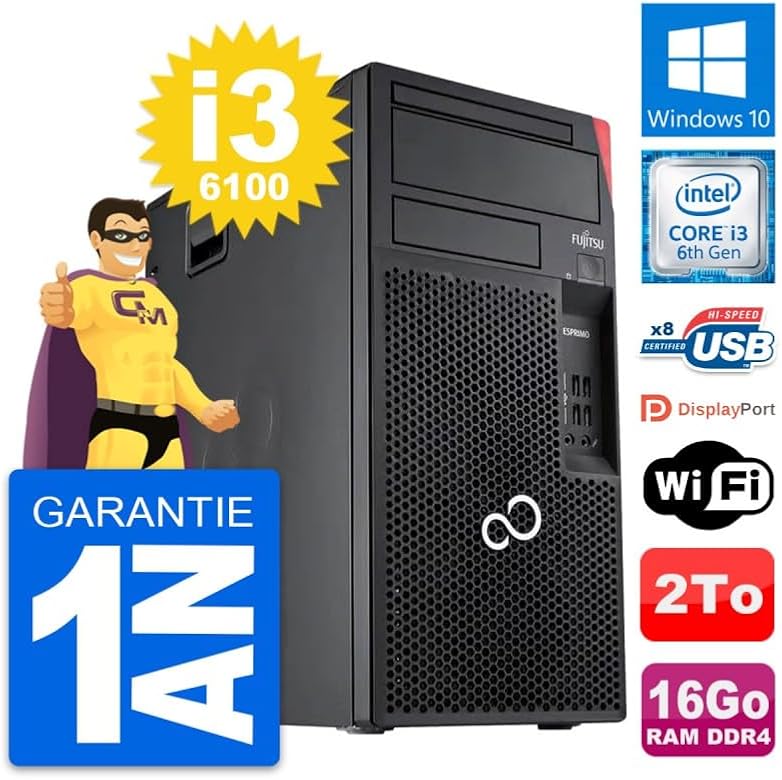 Fujitsu PC Tour Esprimo P557 MT Core i3-6100 RAM 16GB Disk 2TB