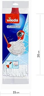Vileda Classic Cotton Floor Mop Refill, Super Absorbent, Cost-Effective, White, 10 x 6 x 35 CM