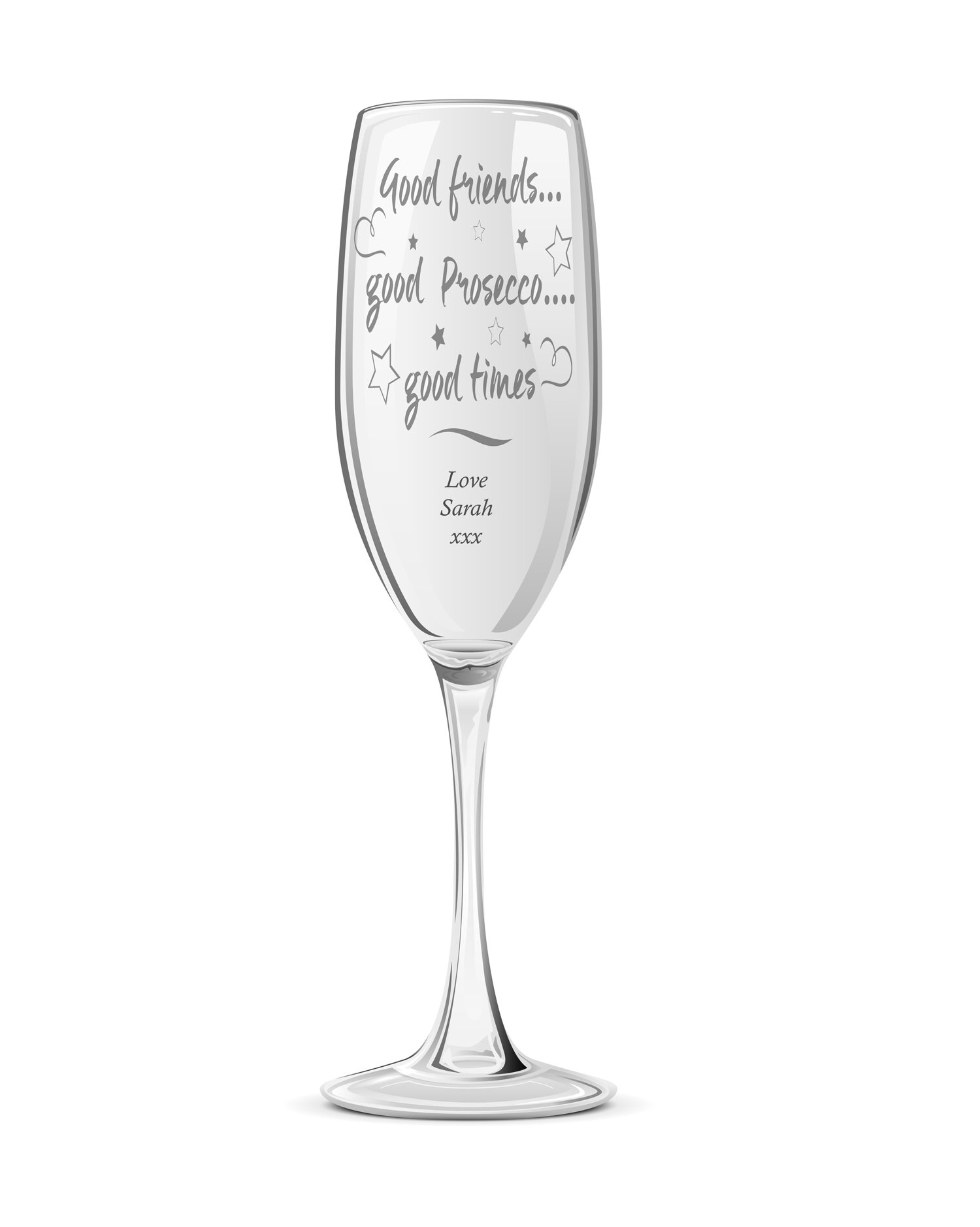 Ukgiftstoreonline Transparent Good Friends Personalised Engraved Champagne Prosecco Glass