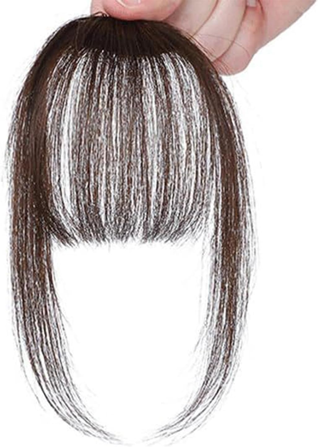 Clearance of Sales Clip In Bangs All Real Hair Semi-Hand-Woven Brown Black Bangs Fringe With Temples Hairpieces For Women Curved Bangs For Daily Wear Warehouse Clearance 6