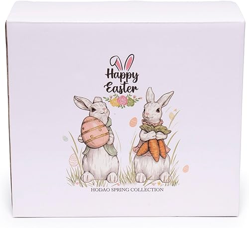 Miniatura 8 de Hodao Decoraciones de conejo de Pascua, decoración de primavera para el hogar, figuras de conejo, regalos (conejo gris de Pascua, 2 unidades)
