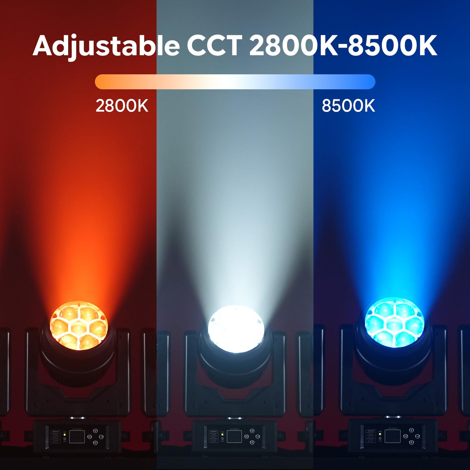 4 PCS 280W LED Moving Head Discolicht Partylicht,RGBW Beam Scheinwerfer mit elektronischem Fokus,Wash Beam Vortex Kaleidoskop Effekte,DMX512 Bühnenlicht Strahl für Hochzeit DJ Bar Party