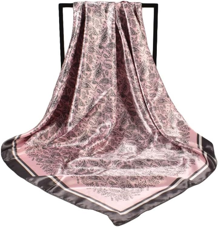 4Pcs Silk Head Scarves for Women Satin Hair Scarf 35”Large Square Bandana Silk Like Neck Scarf Shawl - Image 3
