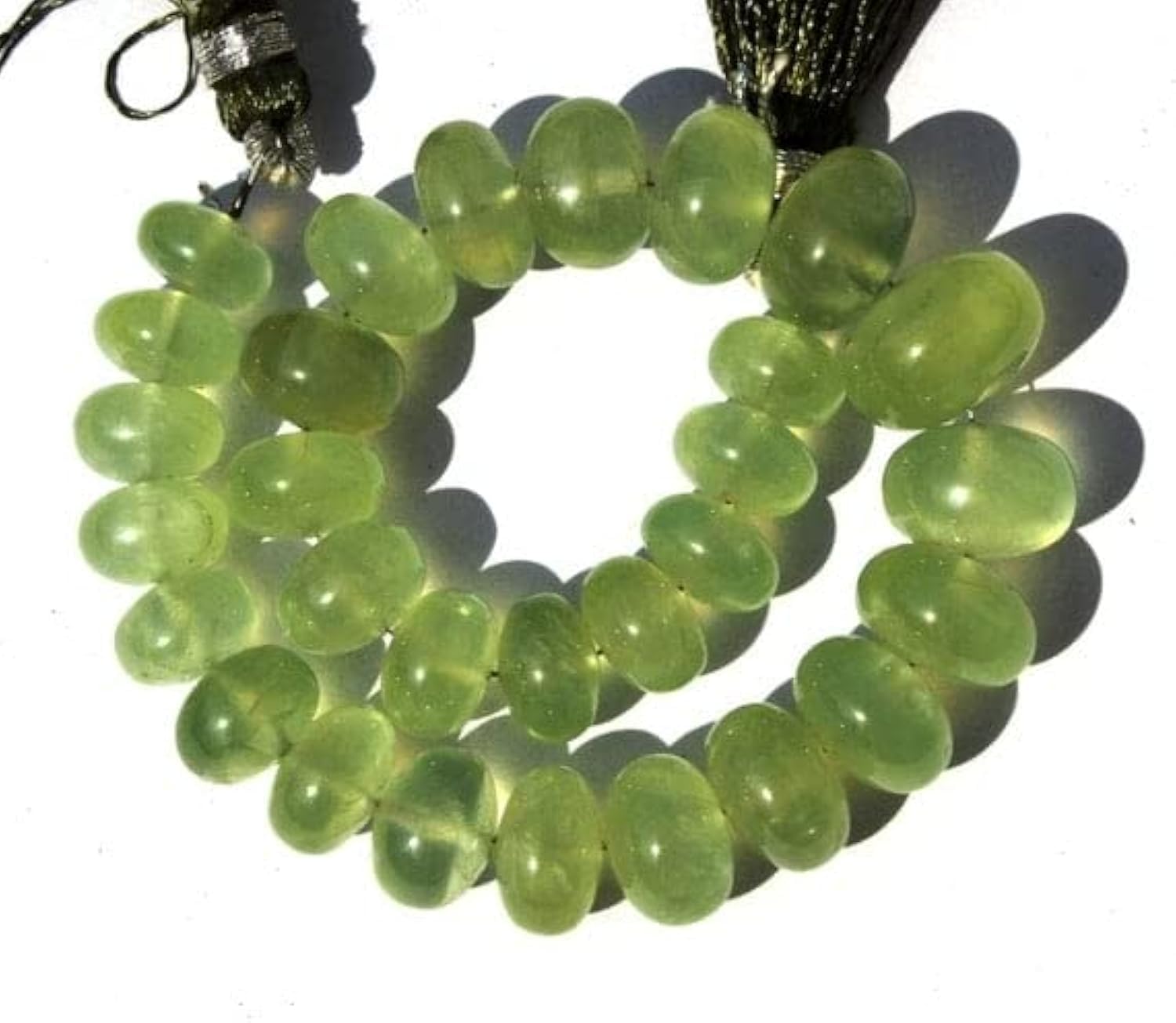 Prehnite naturelle en perles rondelles lisses de 8-13 mm pour des bijoux haut de gamme de 18 cm